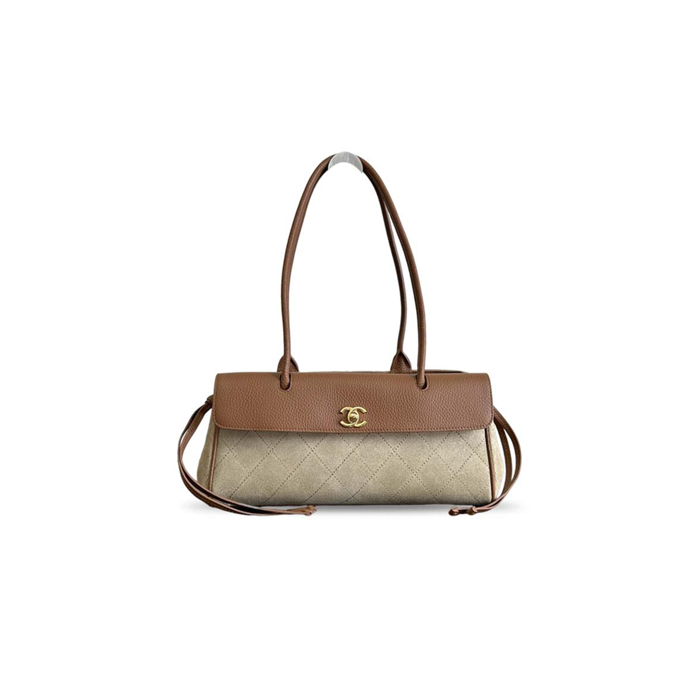 CHANEL MASTER SMALL URBAN ESSENTIAL EAST WEST SHOPPING TOTE GRAINED CALFSKIN AND BEIGE SUEDE GOLD HARDWARE AS6288 (32*15*11.5cm)